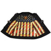 Milwaukee Leather MDM3007 men's black denim vest with concealed snaps, USA flag liner, featuring a rugged club style design.