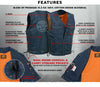 Milwaukee Leather men's blue denim 'Brute' vest with concealed snaps, side lace detail, V-neck, and hidden zipper.