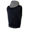 Milwaukee Leather MDM3015 Men's 'Rustic' Black Denim Motorcycle Riding Vest with Hoodie and Quick Draw Pocket