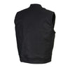 Milwaukee Leather men's black waxy coated denim club style vest with front pockets and button closure, casual men's vest.