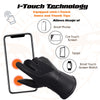 Milwaukee Leather MG7701 women's insulated leather biker gloves with i-Touch, wiper blade, and reflective piping, displayed on a model.