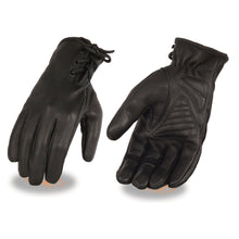 Milwaukee Leather MG7745 Women's 'Laced Wrist' Black Deerskin Leather Gloves with Gel Palms