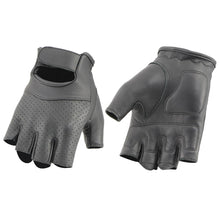 Milwaukee Leather MG7780 Women's Black Leather Perforated Fingerless Gloves with Gel Palms