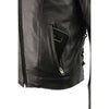 Milwaukee Leather ML1010 men's black side lace vented leather scooter jacket with front zipper and side vents, casual motorcycle style.