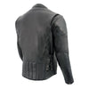 Milwaukee Leather ML1010 men's vented black leather scooter jacket with side lace details, stylish and durable for riding.