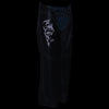 Pink leather chaps for women featuring black accents, low-rise waist, double buckle, reflective embroidery, by Milwaukee Leather.