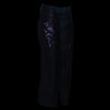 Milwaukee Leather purple and black leather chaps for women with low-rise waist, double buckle, reflective embroidery, motorcycle gear.