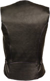 Milwaukee Leather women's black and purple wing studded leather vest with metal stud details and a fitted design.