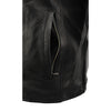Black Milwaukee Leather men's sporty crossover leather jacket with a sleek design, featuring a stand collar and zippered pockets.