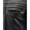 Black Milwaukee Leather men's sporty crossover leather jacket with stylish design, front zipper, and quilted details.