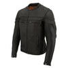 Black Milwaukee Leather men's sporty crossover leather jacket, stylish men's jacket with a sleek design and durable material.