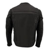 Black Milwaukee Leather men's sporty crossover leather jacket with a sleek design and zipper details, displayed on a mannequin.