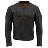 Milwaukee Leather Black Men's Sporty Crossover Leather Jacket, stylish design with zip closure and ribbed cuffs, front pockets.