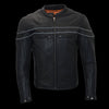 Milwaukee Leather men's brown 'Savage' sporty crossover leather jacket, retro style with collar and zipper details.