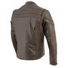 Men's brown leather crossover jacket by Milwaukee Leather, vintage-inspired 'Savage' sporty design with detailed stitching and collar.