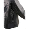 Milwaukee Leather women's black leather scooter jacket with embroidered wing and stud design, stylish and fitted for women.