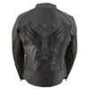 Milwaukee Leather women's black leather scooter jacket with embroidered wing and stud design, stylish and durable women's jacket.