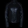 Milwaukee Leather women's black leather scooter jacket with embroidered wing and stud design, featuring stylish detailing and a classic fit.