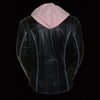 Milwaukee Leather ML2066 Women's 3/4 Black and Pink Leather Hoodie Jacket with Reflective Tribal Design