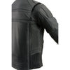 Milwaukee Leather men's black vented reflective leather jacket with zipper details and multiple pockets, stylish and durable outerwear.