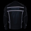 Milwaukee Leather ML2083 men's black vented reflective leather jacket, front view showing breathable design and reflective details.