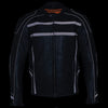 Milwaukee Leather men's black vented reflective leather jacket with front zipper and stylish design, perfect for casual wear.