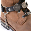 Milwaukee Leather silver biker chain for motorcycle boots with 44 MAG medallion, highway leather boot accessory, rugged metal design