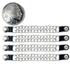 Milwaukee Leather Indian Head Medallion vest extender with double chrome chains, genuine leather, 8.5-inch extension, 4-piece set.