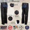 Milwaukee Leather women's black Shade motorcycle chaps with premium leather, back view showing detailed stitching and fit.