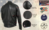 Milwaukee Leather men's black Road Racer motorcycle jacket with premium leather, shown from the back view.