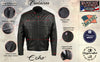Milwaukee Leather men's black Echo motorcycle jacket with premium leather and reflective piping, designed for motorcycle riding.