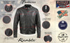Milwaukee Leather men's black Rumble motorcycle jacket made from premium leather, featuring a classic design and detailed stitching.