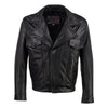 Milwaukee Leather men's black Revolve motorcycle jacket with vented design, premium leather and front zipper closure.
