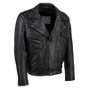 Milwaukee Leather men's black Revolve motorcycle jacket with vented design, premium leather, and classic fit.