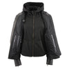 Milwaukee Leather women's vented racer leather jacket with removable hoodie liner, featuring stylish design and quality craftsmanship.
