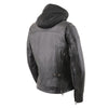 Milwaukee Leather ladies Vented Racer leather jacket with removable hoodie liner, shown in black.