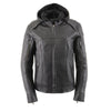 Milwaukee Leather Ladies Vented Racer Leather Jacket with removable hoodie liner, black with zippered pockets and stylish design