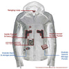 Milwaukee Leather MLL2501 women's vented racer leather jacket with removable hoodie liner, shown from the front.
