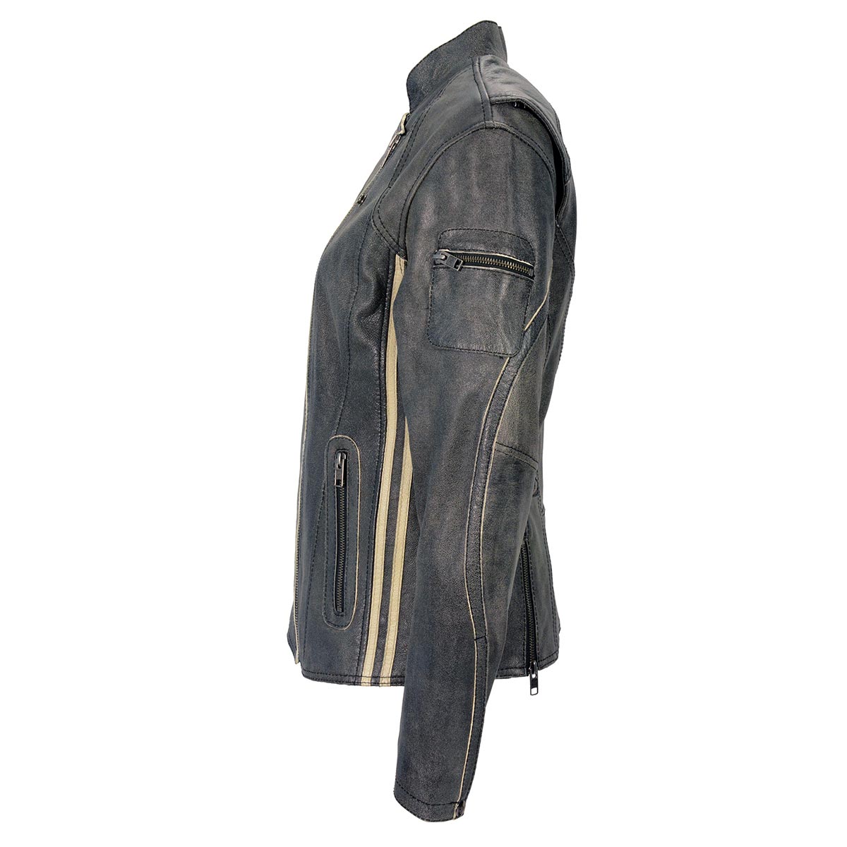 Milwaukee Leather MLL2505 Women's Lightweight Vintage Cafe Racer Jacket ...