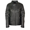Milwaukee Leather women's black vented leather jacket with side buckles, stylish and fitted for a modern look.