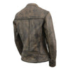 Women's distressed brown leather motorcycle jacket with vented design, Milwaukee Leather MLL2550 scooter style, casual and stylish.