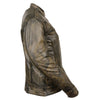 Distressed brown leather women's scooter jacket by Milwaukee Leather with vented design and stylish details.
