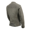 Distressed grey leather women's motorcycle riding jacket by Milwaukee Leather, vented design with a stylish scooter fit.
