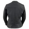 Milwaukee Leather Women's Black Cool-Tec leather scooter jacket with triple stitch details, front zipper, and collar.