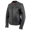Milwaukee Leather Women's Black Cool-Tec Leather Scooter Jacket with triple stitch detailing, front zipper, and collar.