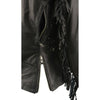 Black Milwaukee Leather women's lightweight leather motorcycle jacket with fringed details and a sleek racer style.