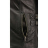 Black women's lightweight leather motorcycle jacket with fringed details from Milwaukee Leather, featuring a stylish racer design.