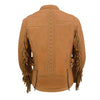Milwaukee Leather ladies' fringed racer lightweight saddle leather jacket, stylish women’s motorcycle jacket with fringe details.