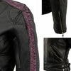 Milwaukee Leather women's black and purple crinkled arm lightweight racer jacket with stylish design and fitted silhouette.