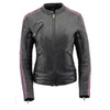 Milwaukee Leather women's black and purple crinkled arm lightweight racer jacket, stylish and fitted for women.